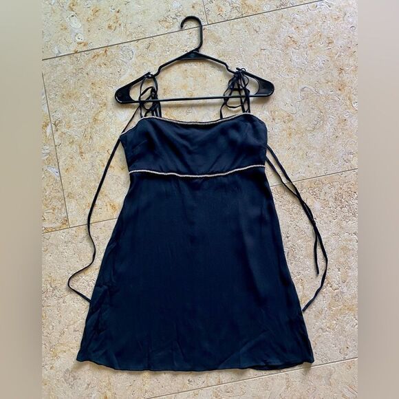 Reformation Mini Black Dress with Diamond Detail Sz 4 - Picture 3 of 4